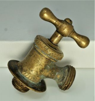 Antique Old Vintage Solid Brass Water Faucet Spigot Outdoor - Steampunk Salvage