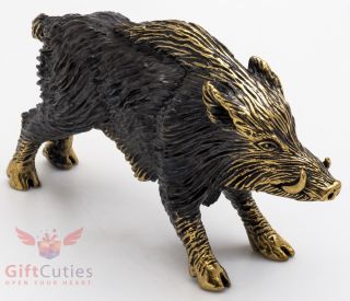 Solid Brass Figurine Of Wild Boar Pig Hog Swine Ironwork