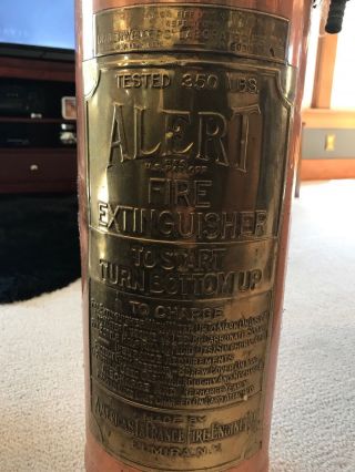 American Lafrance Alert Engine Co.  Copper Fire Extinguisher Elmira Ny 2 1/2 Gal