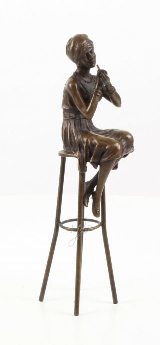 Art Deco Hot Cast Bronze Little Rouge Signed D.  H.  Chiparus Statue Figure Girl