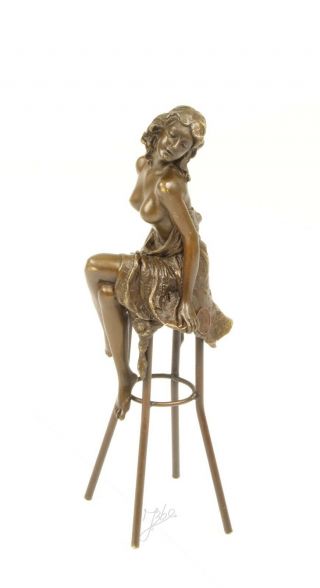 Art Deco Erotic Nude Dancer Pure Hot Cast Bronze Signed Statue Figure