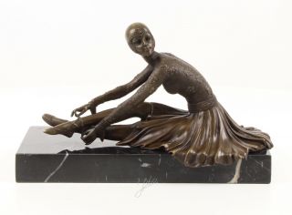 Art Deco Dancer Ballerina Chiparus Bronze Statue Figurine Hot Cast Girl Figure