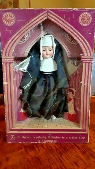 Vintage Nun Doll Box Immaculate Heart Of Mary Atc Sleep Blue Eyes