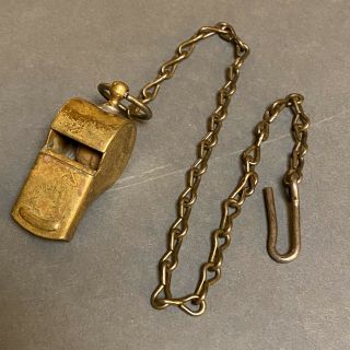 Ww2 Us Military Police Brass Whistle With Chain.