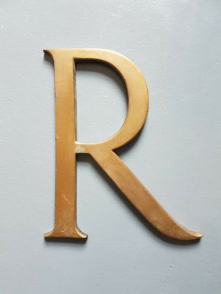 Vintage Cast Brass Shop Sign Letter R With Patina - 6 " Retro Metal