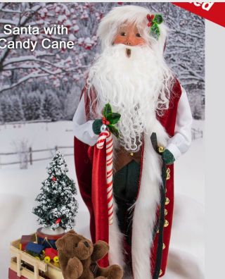 2019 Byers Choice Carolers Santa With Candy Cane Christmas Limited Ed