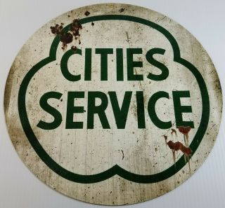 Cities Service Gasoline Gas Station Style 14 " Round Heavy Duty Metal Adv Sign
