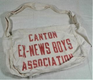 Vintage Canvas Newspaper Delivery Bag " Canton Ex - News Boys Association " Paper
