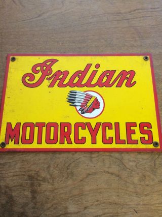 Indian Motorcycles Gasoline Porcelain Sign Gas Oil Metal Station Pump