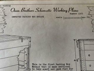 Packing Box Escape - Owen Brothers Blueprints & Schematic Plans • Vintage