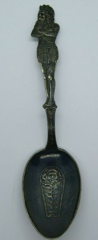 Antique Sterling Silver Souvenir Spoon Indian Chief Baby In A Papoose