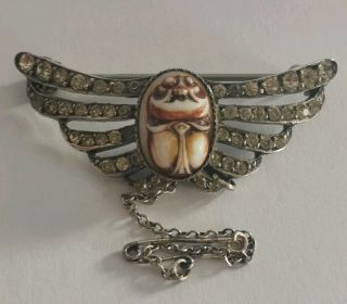 Art Deco Egyptian Revival Silver Scarab Beetle Brooch