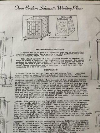 Pagoda Girl Production - Owen Brothers Blueprints & Schematic Plans • Vintage