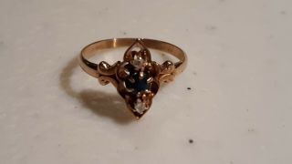 10k Gold And Sapphire Diamond Childs Ring Size 3.  5