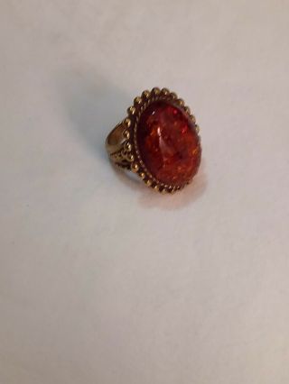 Stephen Dweck Bronze And Amber Stone Ring Size 7 1/2