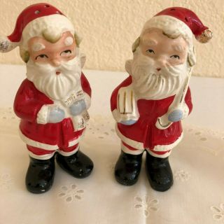 Vintage Ceramic Red Suited Santa Made in Japan Salt and Pepper Shakers 2