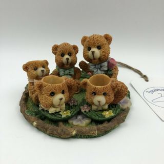 Miniature Poly Resin Teddy Bear Teapot,  Creamer,  Sugar Bowl,  Cups,  Saucers,  Tray