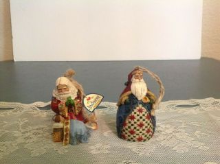 Jim Shore - Kneeling Santa With Baby Jesus 4013899 Plus Another Santa Ornament