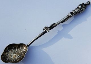 Extremely Fine Antique Chinese Export Solid Silver Tea Spoon c1890 3