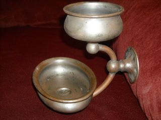 Antique S.  Sternau Co.  Wall Mount Soap Dish Cup Holder Nickel?? Pat 1908