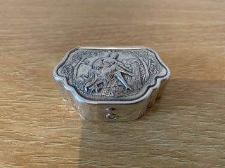 Lovely Marked Spanish Sterling Silver 925 Pill Snuff Box Romantic Scene