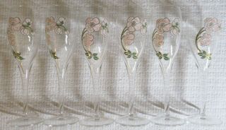 Perrier Jouet Crystal Champagne Flutes Glasses Set Of 6 Art Nouveau Belle Epoque