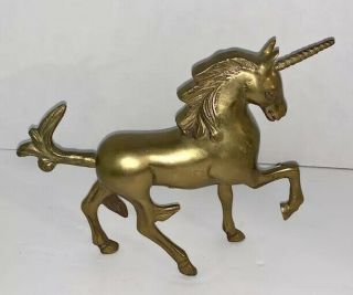 Vintage Brass Unicorn Display Statue Figurine Fantasy Magic Mythical Decor