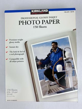 Kirkland Professional Glossy Inkjet Photo Paper 8.  5 " X 11 " - 150 Sheets -