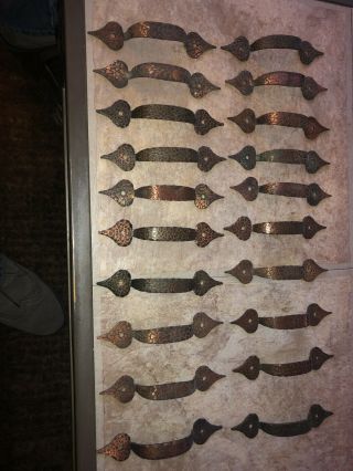 24 Vintage Rustic Hammered Copper Metal Cabinet Door Drawer Pulls Handles