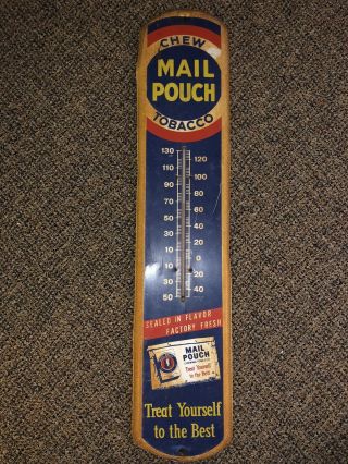 Vintage Chew Mail Pouch Thermometer 39 " X 8 " Tobacco Cigar Cigarette