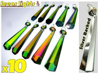 Colour Chandelier Icicles Ab Cut Glass Crystals Drops Prisms Droplets Beads X 10