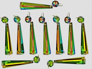 COLOUR CHANDELIER ICICLES AB CUT GLASS CRYSTALS DROPS PRISMS DROPLETS BEADS X 10 3