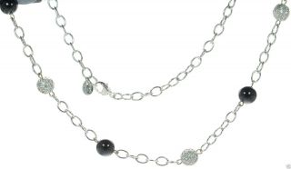 Joseph Esposito Diamonique Solid 925 Sterling Silver Black Onyx Necklace.