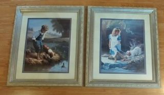 Home Interiors Boy & Girl Picture Set 29 " X 25 " Big & Very Heavy