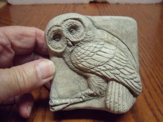 Vintage Handcast The Gray Owl Wall Plaque Telle M Stein Art 1996 Paperweight