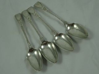 Set X 4 George Iii Solid Silver `bright Cut` Tea Spoons,  C1780,  53gm - Exeter