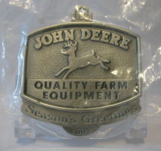 John Deere 4 Leg Deer 1950 Quality Qfe Logo 2001 Pewter Christmas Ornament Jd