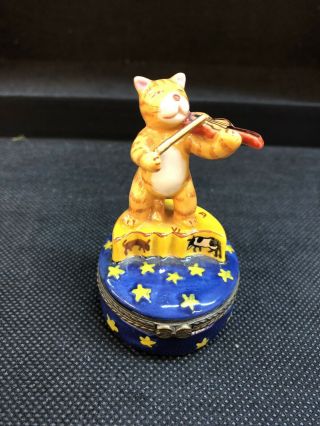 Cat Playing A Fiddle Trinket Box