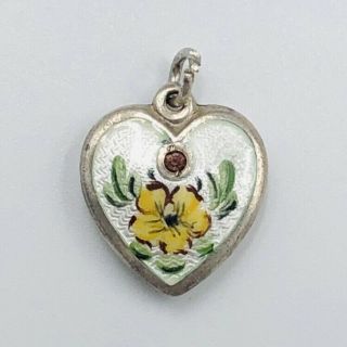 Vintage Walter Lampl Sterling Enamel Red Birth Stone Puffy Heart Charm