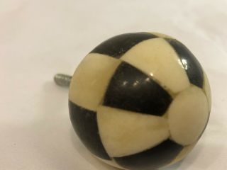 Vintage/antique Round Inlaid Black And White Checked Drawer Knobs/pull (975)