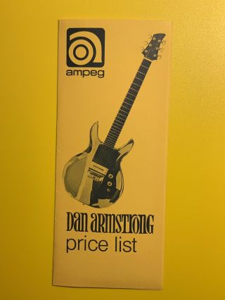 Ampeg Dan Armstrong Price List Guitar Bass Linden Nj Vintage Brochure 1969 1960s