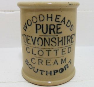 Woodheads Pure " Devonshire " Clotted Cream Cylinder From Southport C1910