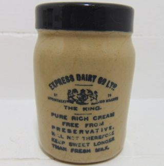 Blue Top Pure Rich Cream Pot From Express Dairy Co Of London C1920