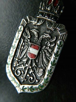 Silver Austria/vienna Coat Of Arms Double Headed Eagle Ruby Crown Badge Military