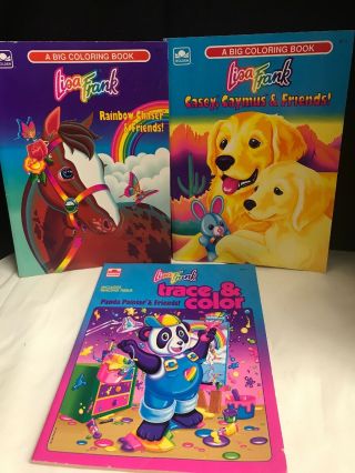 Vintage Lisa Frank Coloring Books Trace & Color Rainbow Chaser Casey Panda Paint
