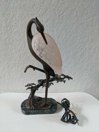 Andrea By Sadek Art Glass Crane Heron Bird Lamp