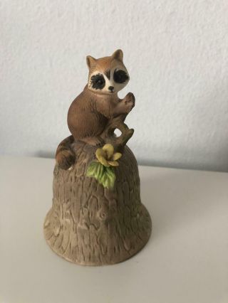 Vintage Collectable Towle Fine Bone China Bell With Racoon On Top