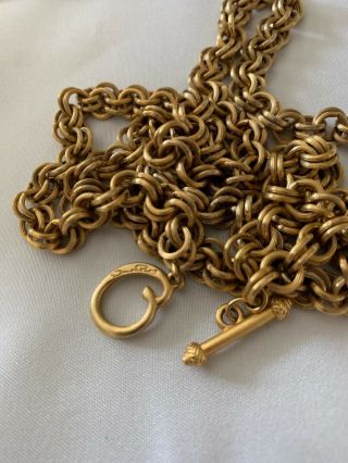 Vintage Oscar De La Renta Gold Double Link Chain Necklace Toggle Heavy 28”