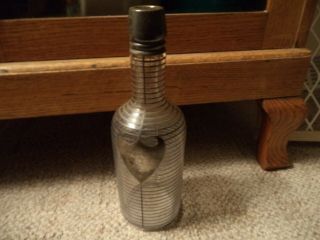 Antique Liquor Bottle Decanter Sterling Silver Overlay Glass