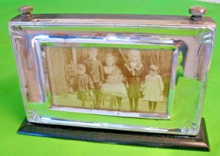 Old Antique Art Deco Period Silver Picture Frame On Ebononised Wooden Frame